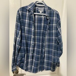 Amazon Essentials Navy Plaid Casual Shirt